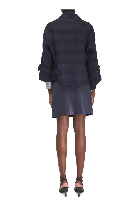 Akris Alisa Black & Denim Plaid Wool Jacket - view 3