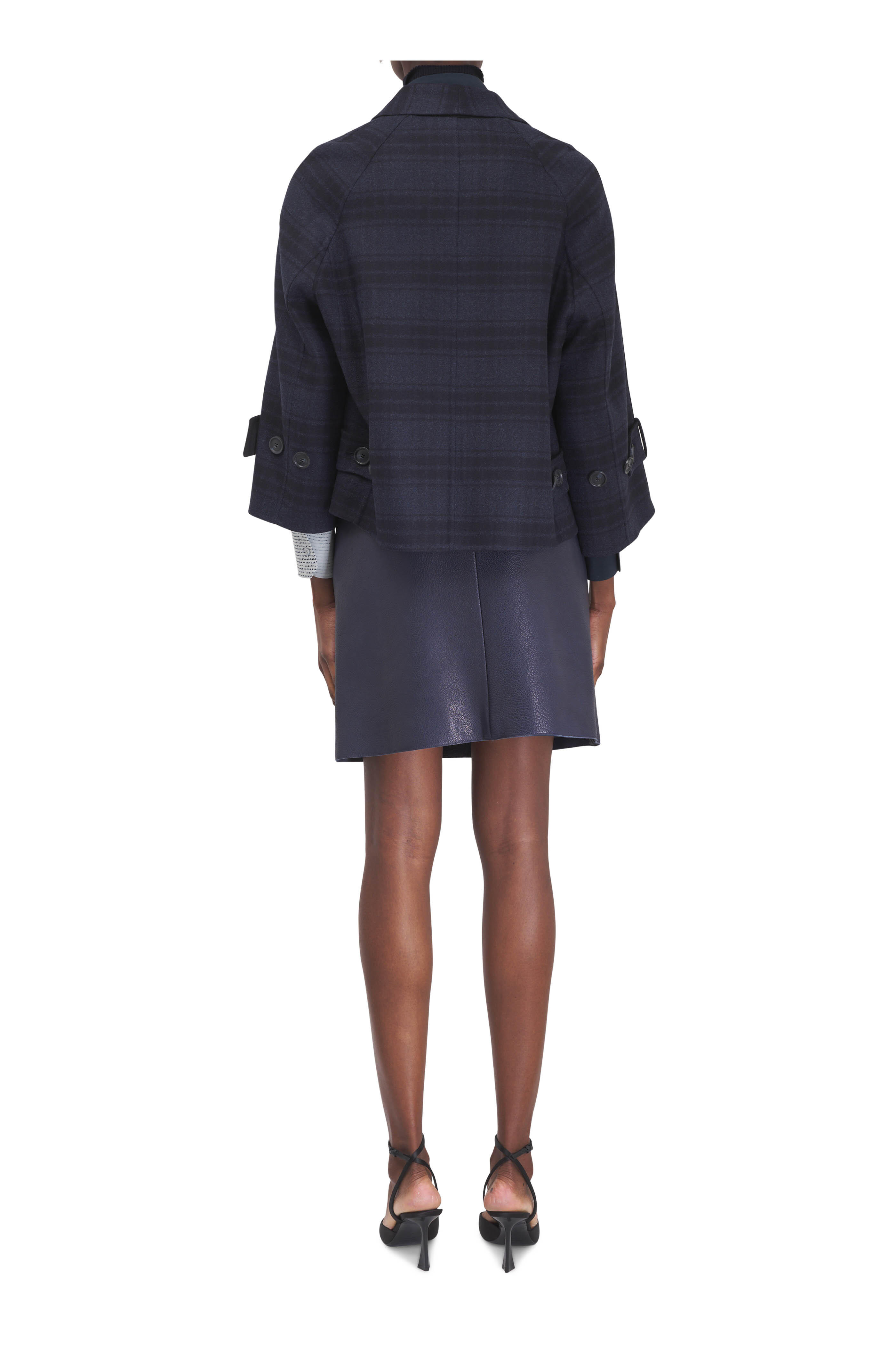 Akris - Alisa Black & Denim Plaid Wool Jacket