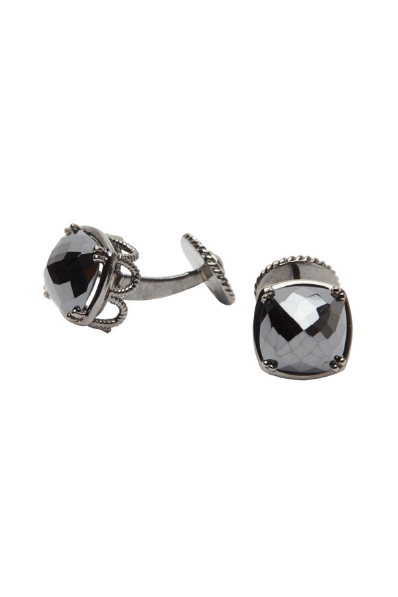 Blake Green Hematite Black Diamond Cuff Links