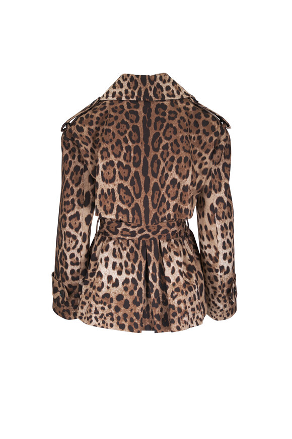 Dolce & Gabbana Leopard Print Cotton Short Trench Coat - view 3