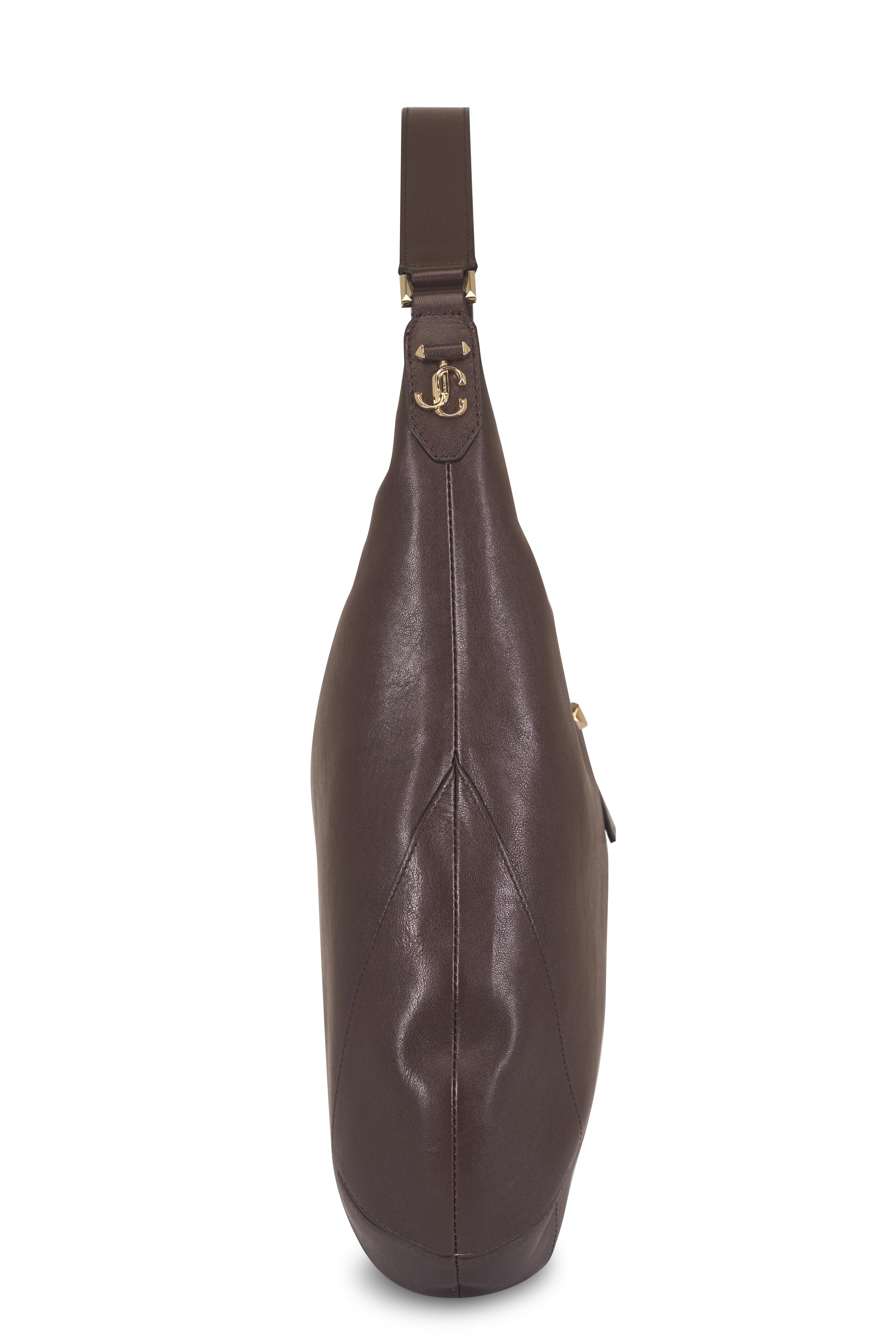 Jimmy Choo - Medium Bar Chocolate Leather Hobo - view 4