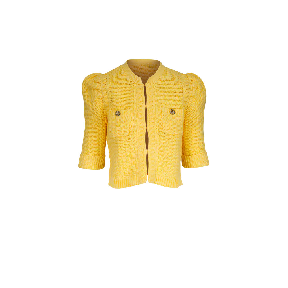 L'Agence - Delilah Pale Yellow Cropped Cardigan | Mitchell