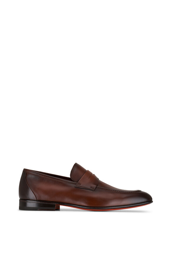 Santoni - Gannon Brown Leather Penny Loafer