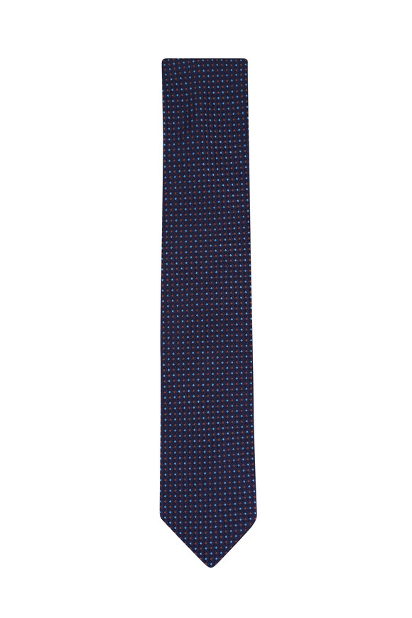 Eton Navy Blue Woven Silk Necktie - view 1