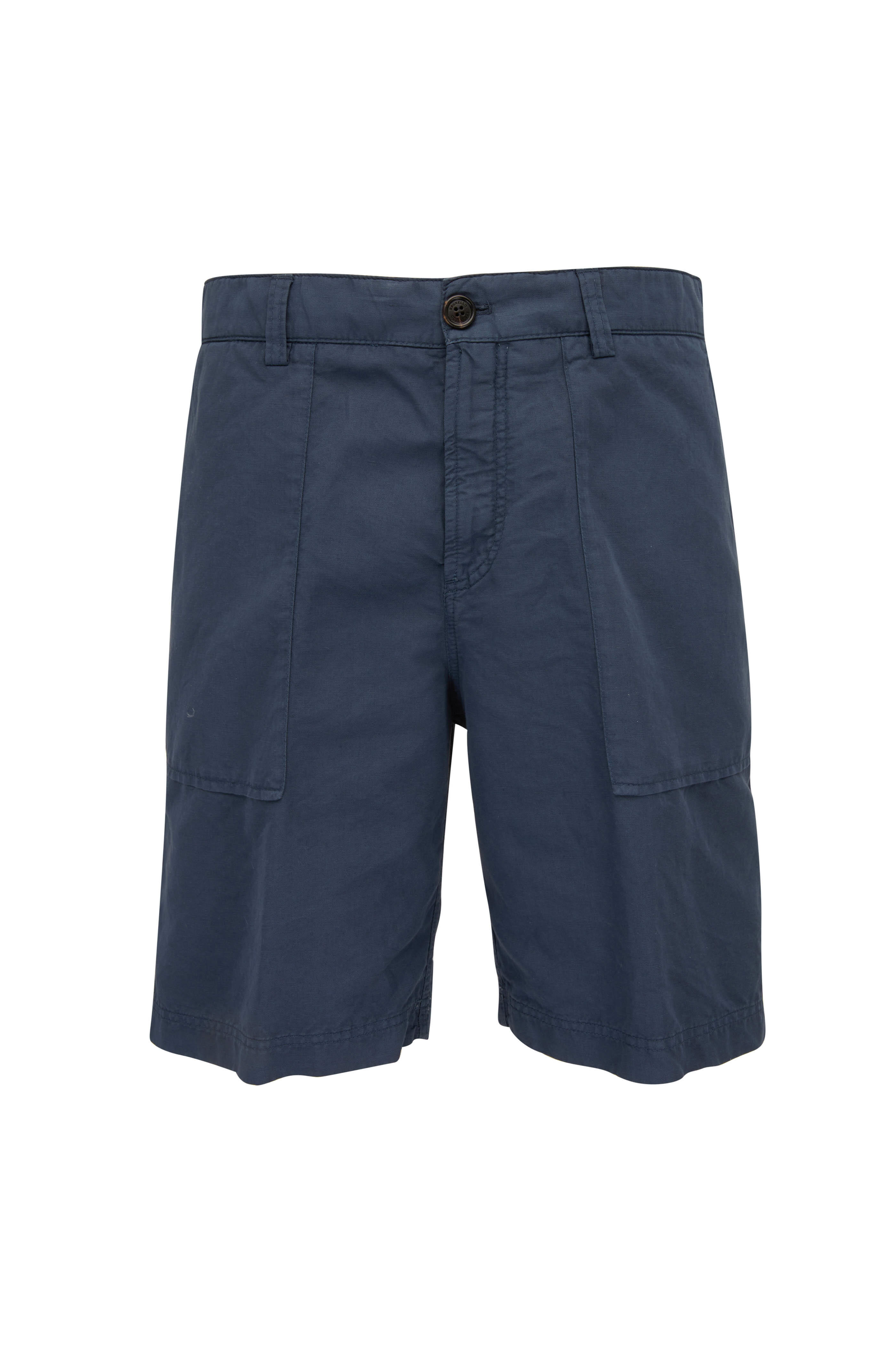 Brunello Cucinelli - Blue Linen & Cotton Painter Shorts
