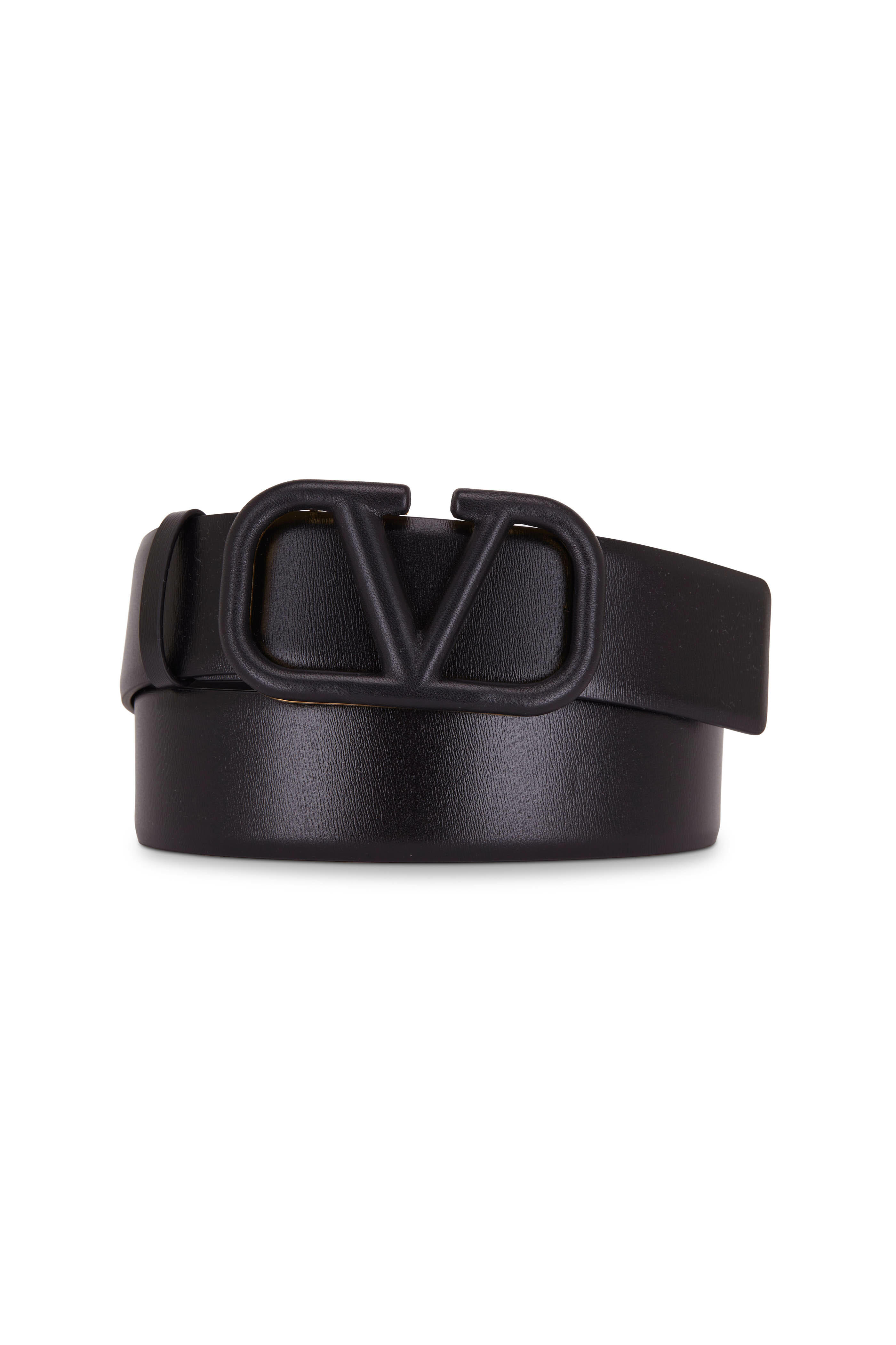 Unisex Black Leather Belt with Red Rhinestones 40