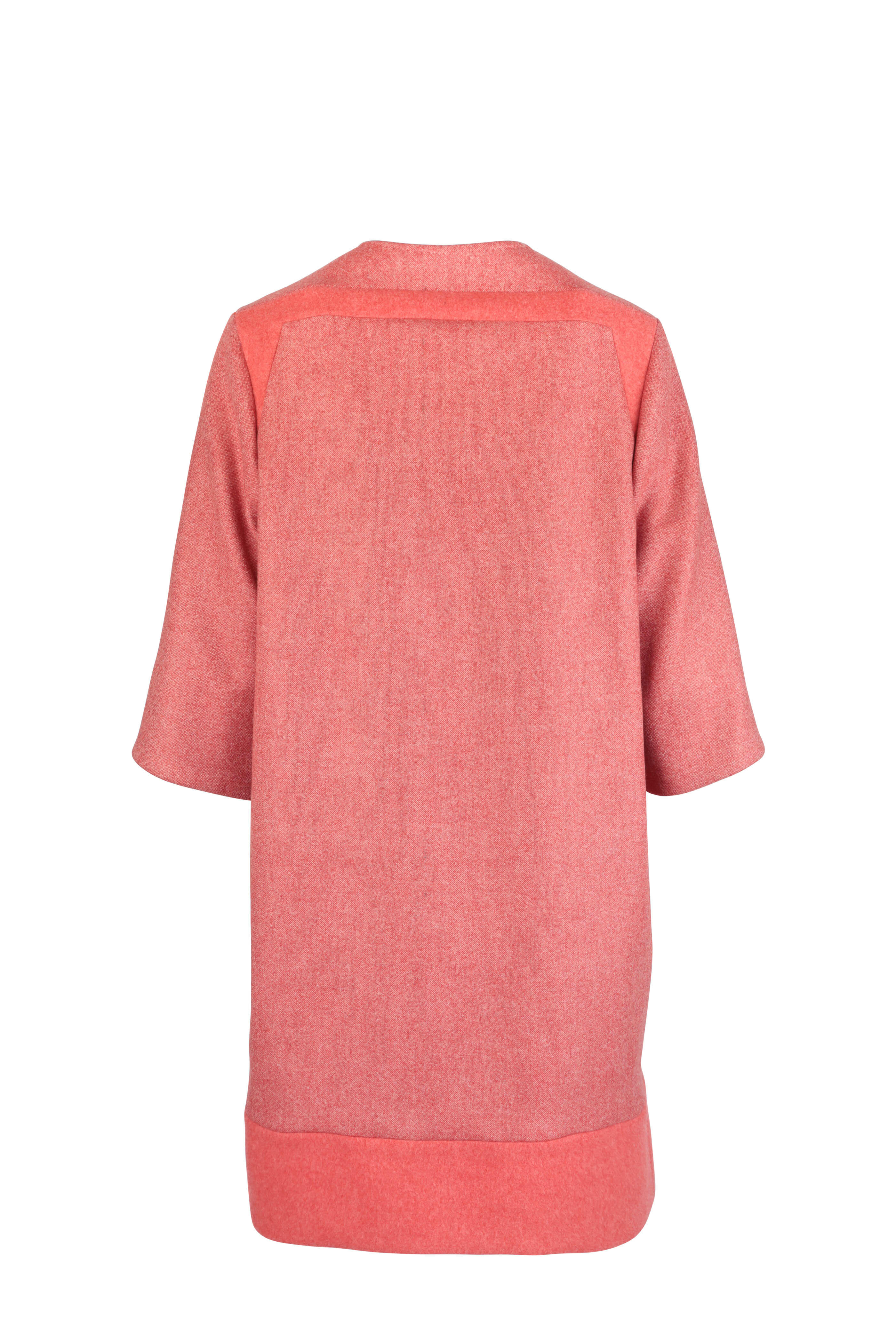 Kiton - Red Wool Three-Quarter Sleeve Coat