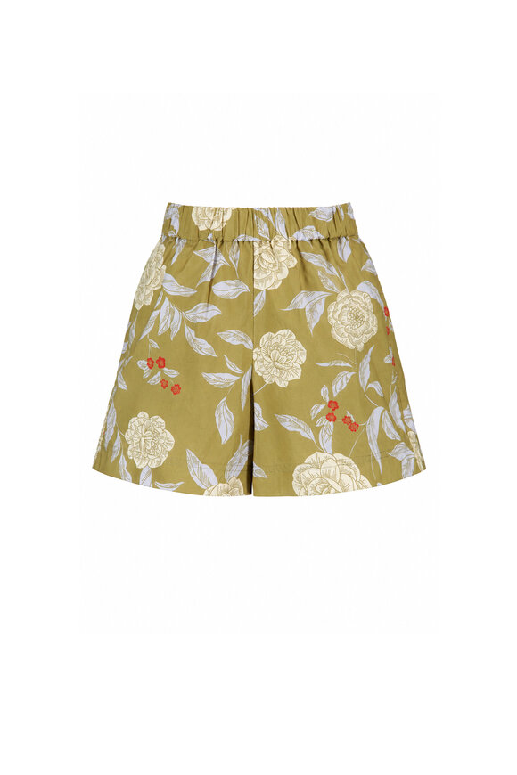 Tanya Taylor Fallon Artichoke & Lilac Cotton Short - view 1