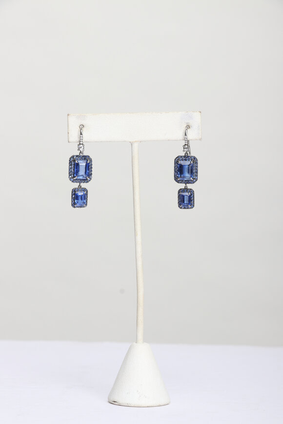 Nam Cho 18k Diamond Blue Sapphire Kyanite Drop Earrings