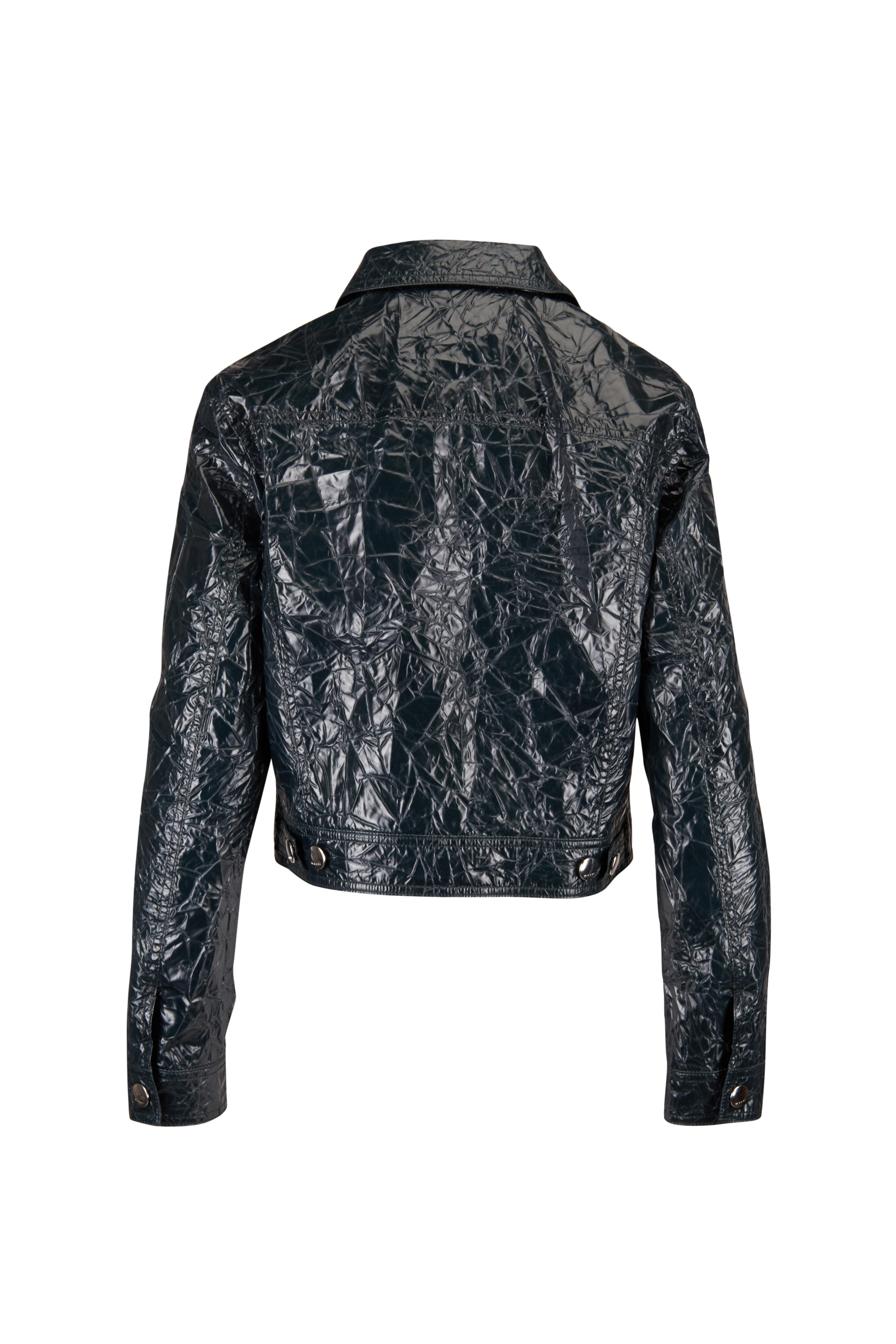 Marni - Dark Petrol Crinkled Taffeta Jacket - view 2
