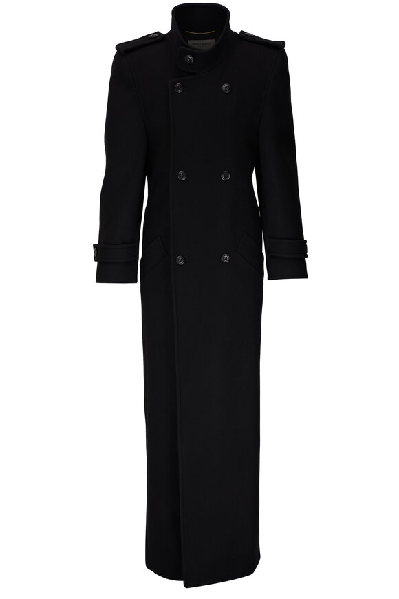 Saint Laurent - Black Wool Floor-Length Coat 