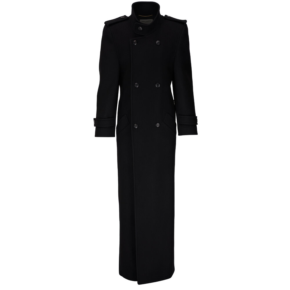 Saint Laurent - Black Wool Floor-Length Coat | Mitchell Stores