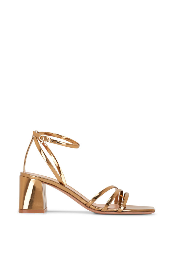 Gianvito Rossi - Brielle Gold Metal Mekong Strappy Sandal, 55mm 