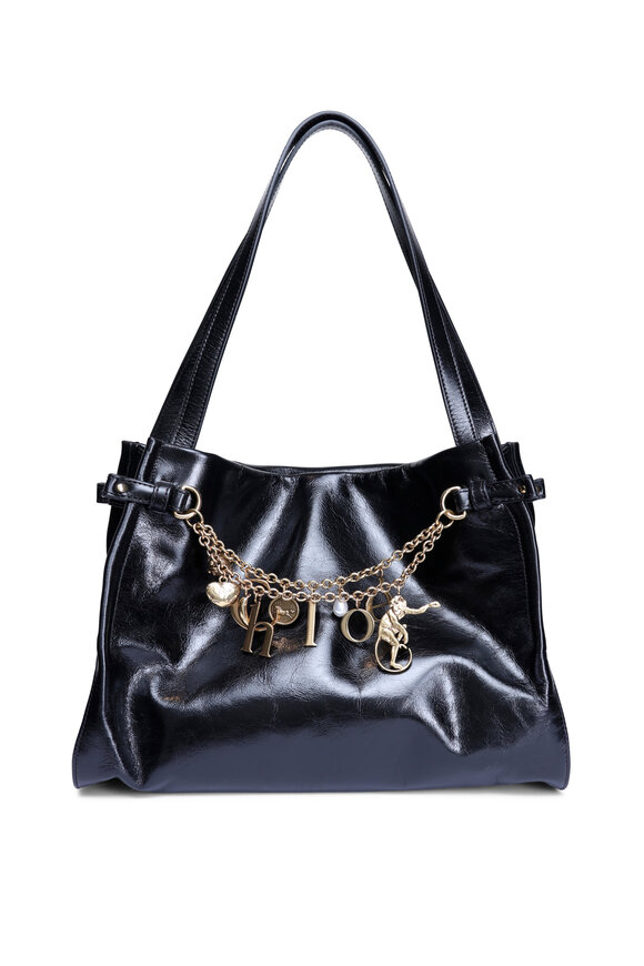 Alexander macqueenベルト　ドゥロワー drawer ブラミンク McQueen - Black Quilted Four-Ring Jeweled Large Knuckle Bag