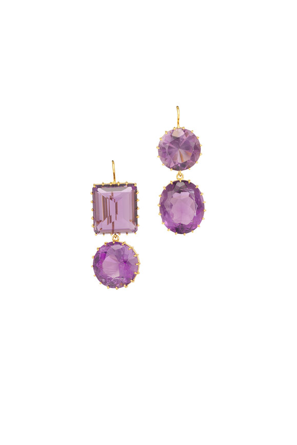 Renee Lewis 18k Yellow Gold Antique Amethyst Earring - view 1