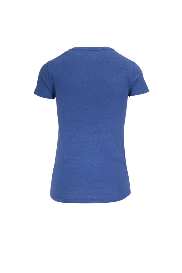 Majestic - Blue Stretch Linen T-Shirt
