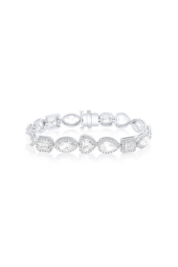 Diana M Jewels Platinum Diamond Halo Tennis Bracelet - view 1