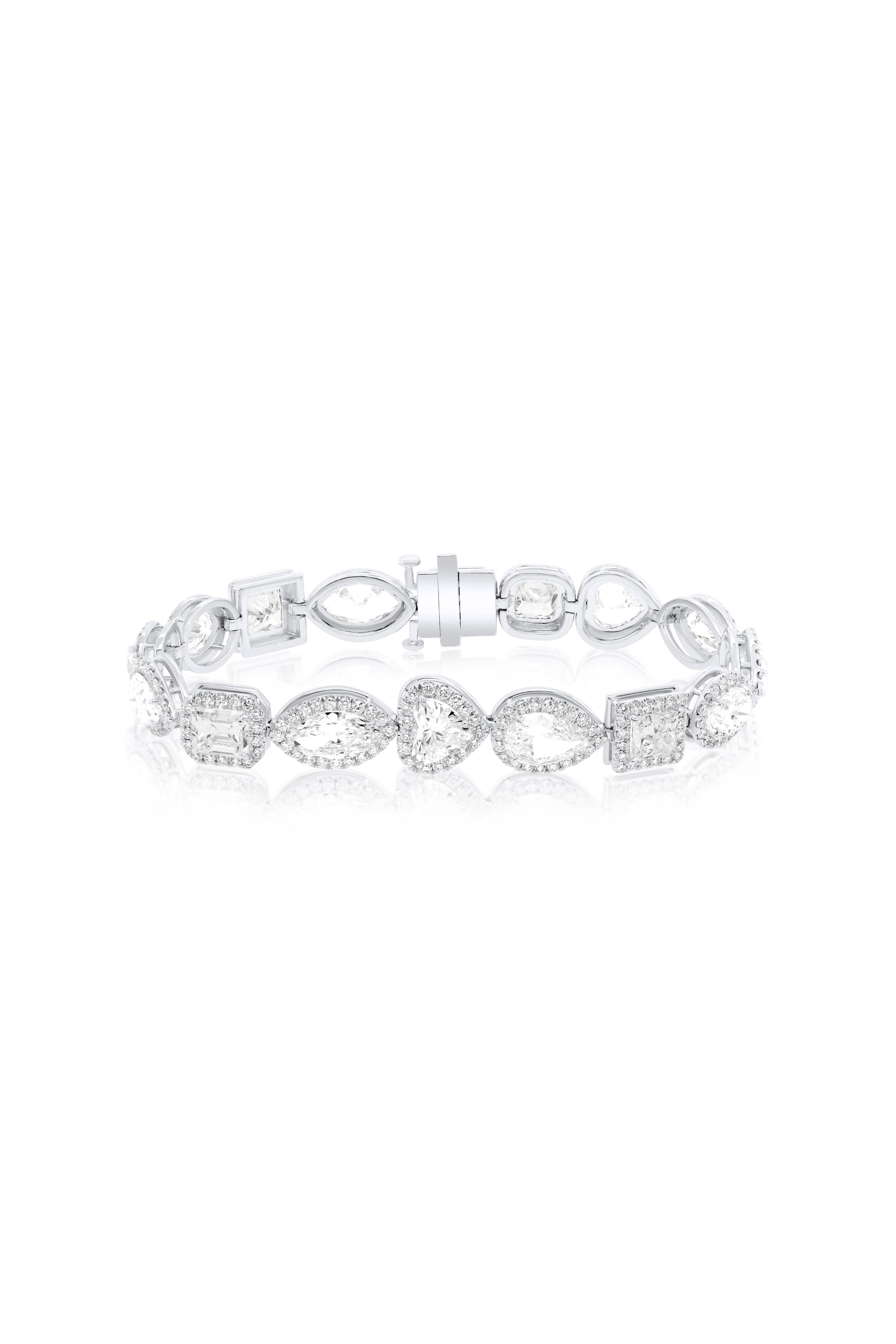 Diana M Jewels - Platinum Diamond Halo Tennis Bracelet - view 1