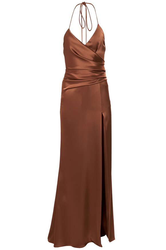 Carolina Herrera - Draped Nutmeg Satin Gown