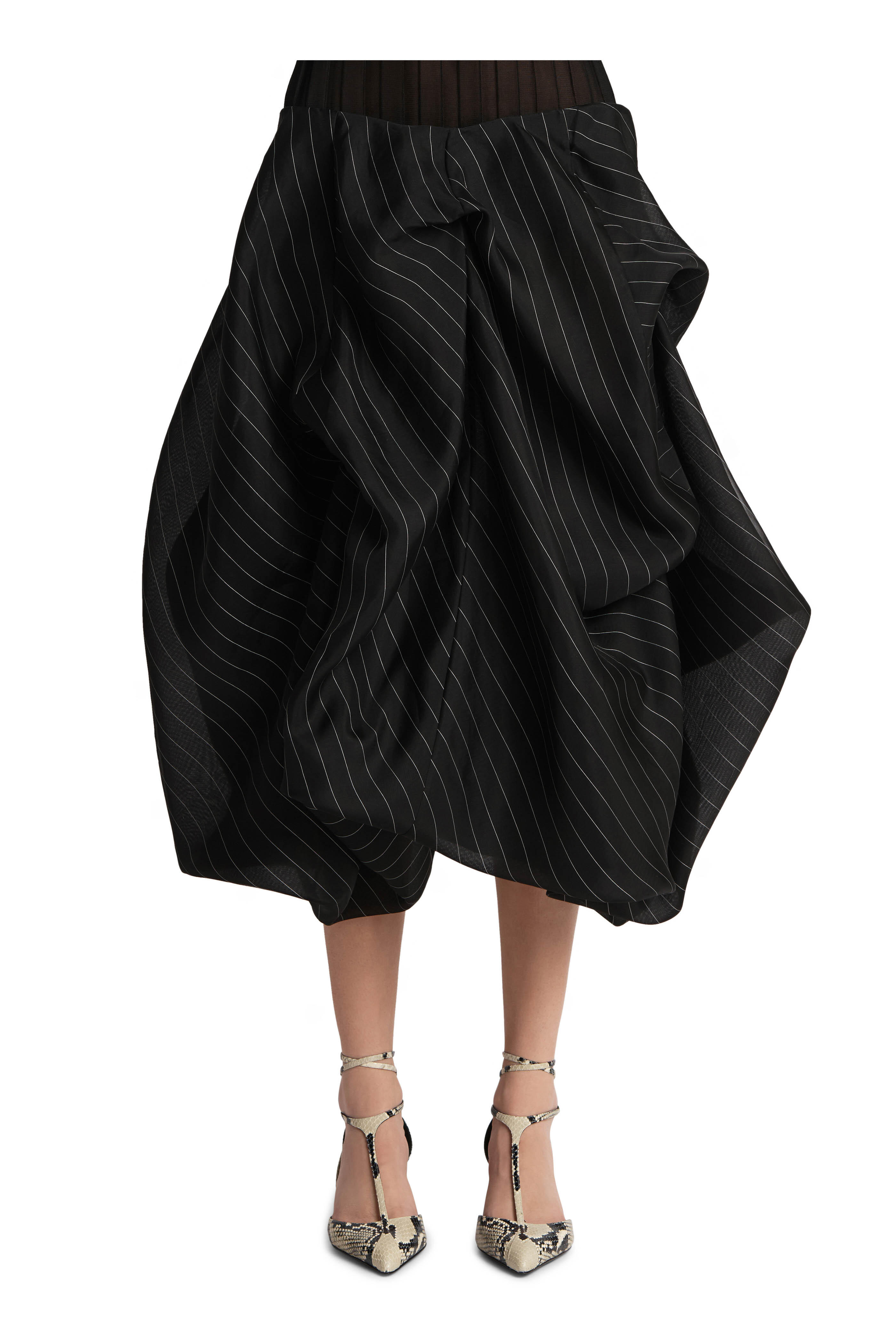 【AAKE】STRIPE PLEATS SK PT 80s Pleated Striped Skirt | Pink Purple Sparkle Detail | AU8