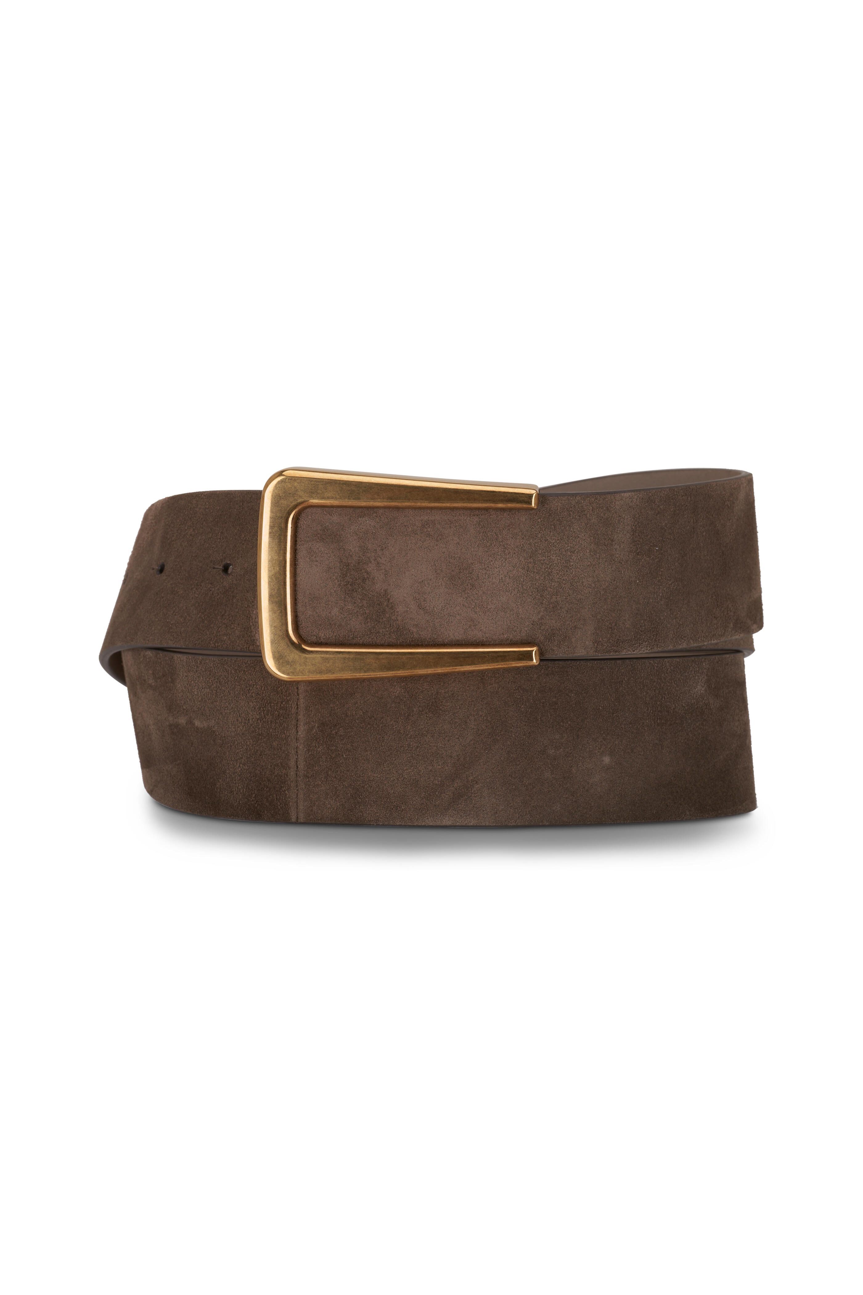 Brunello Cucinelli - Peat Calfskin Suede Belt | Mitchell Stores