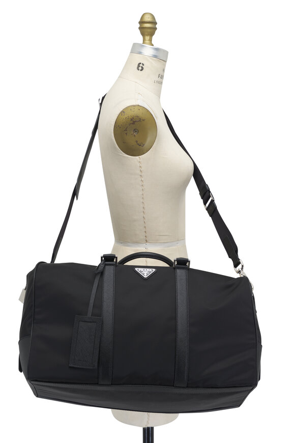 Prada - Black Re-Nylon & Saffiano Leather Duffle Bag 