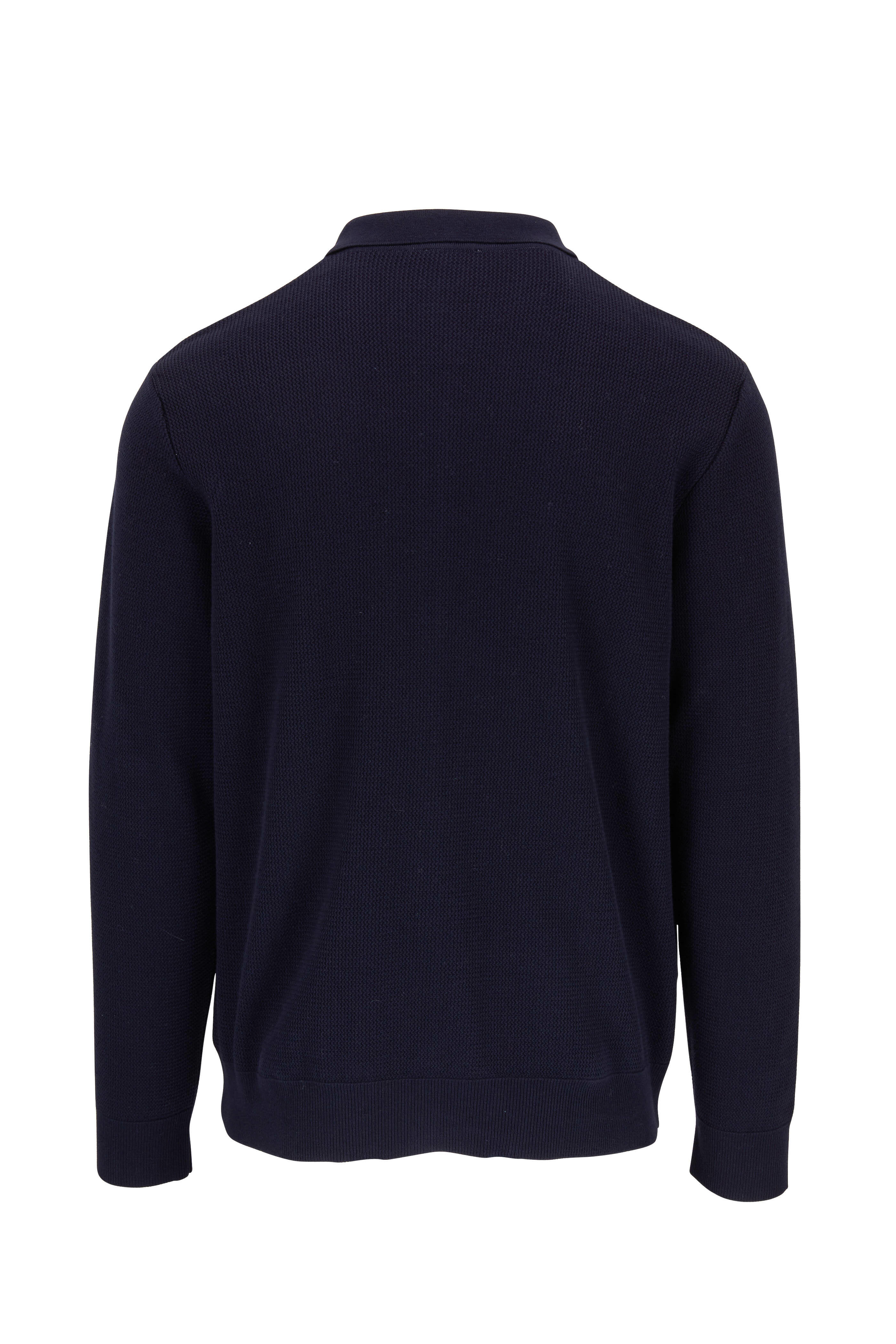 Sunspel - Navy Piqué Front Button Cardigan