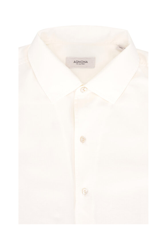Agnona Off White Cotton & Silk Sport Shirt