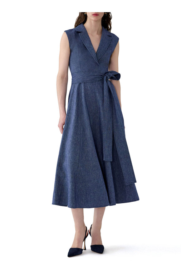Carolina Herrera Dark Blue Sleeveless Midi Trench Dress - view 2