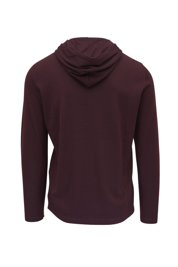 Kiton - Burgundy Cashmere & Silk Button Hoodie 