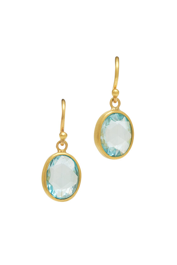 Caroline Ellen Checkerboard Blue Zircon Earrings