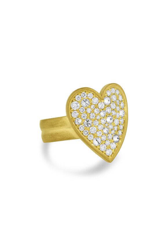 Leigh Maxwell 18k Yellow Gold Pavé Heart Ring - view 1