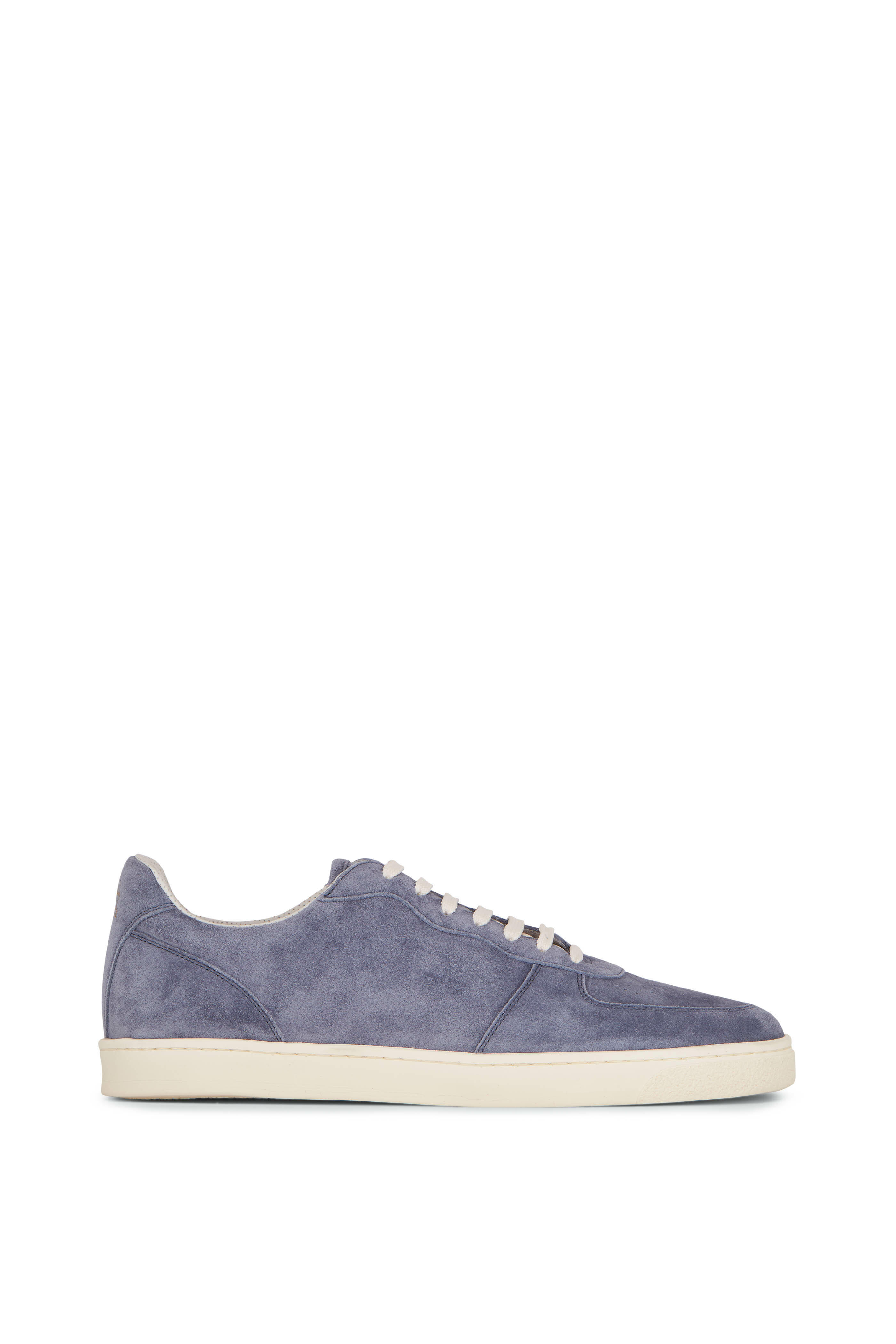 Brunello Cucinelli - Medium Blue Suede Sneaker | Mitchell Stores