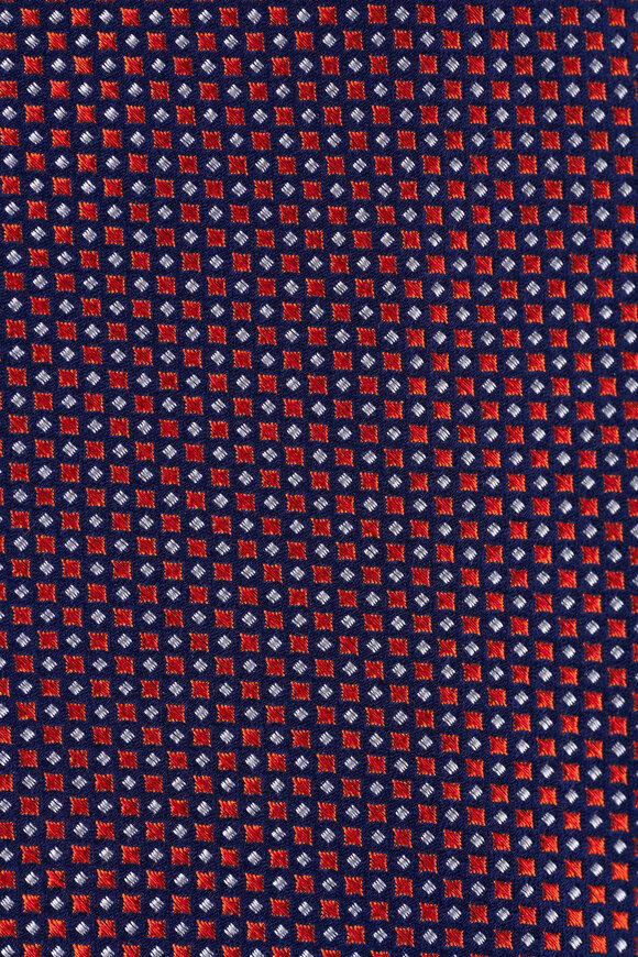 Kiton Orange Geometric Silk Necktie - view 2