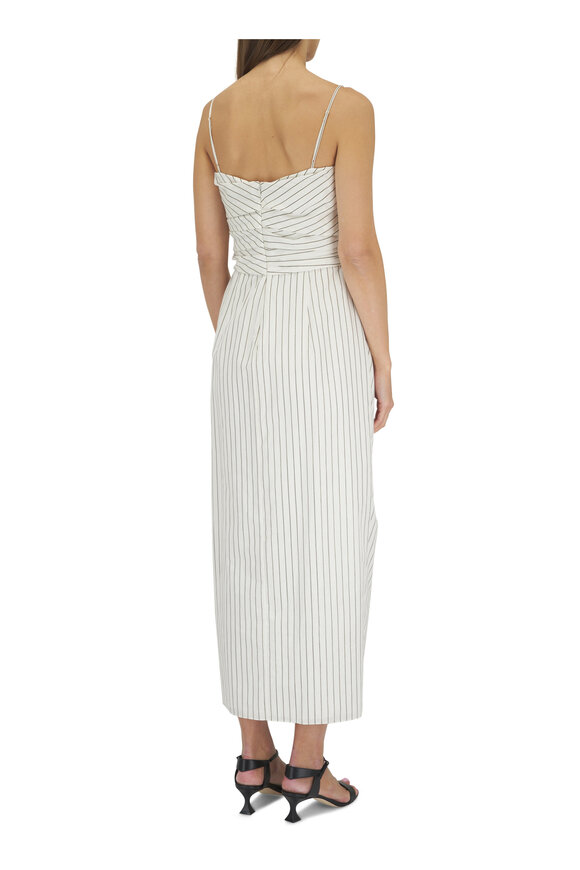 Adam Lippes - Cari Black & White Stripe Gathered Midi Dress