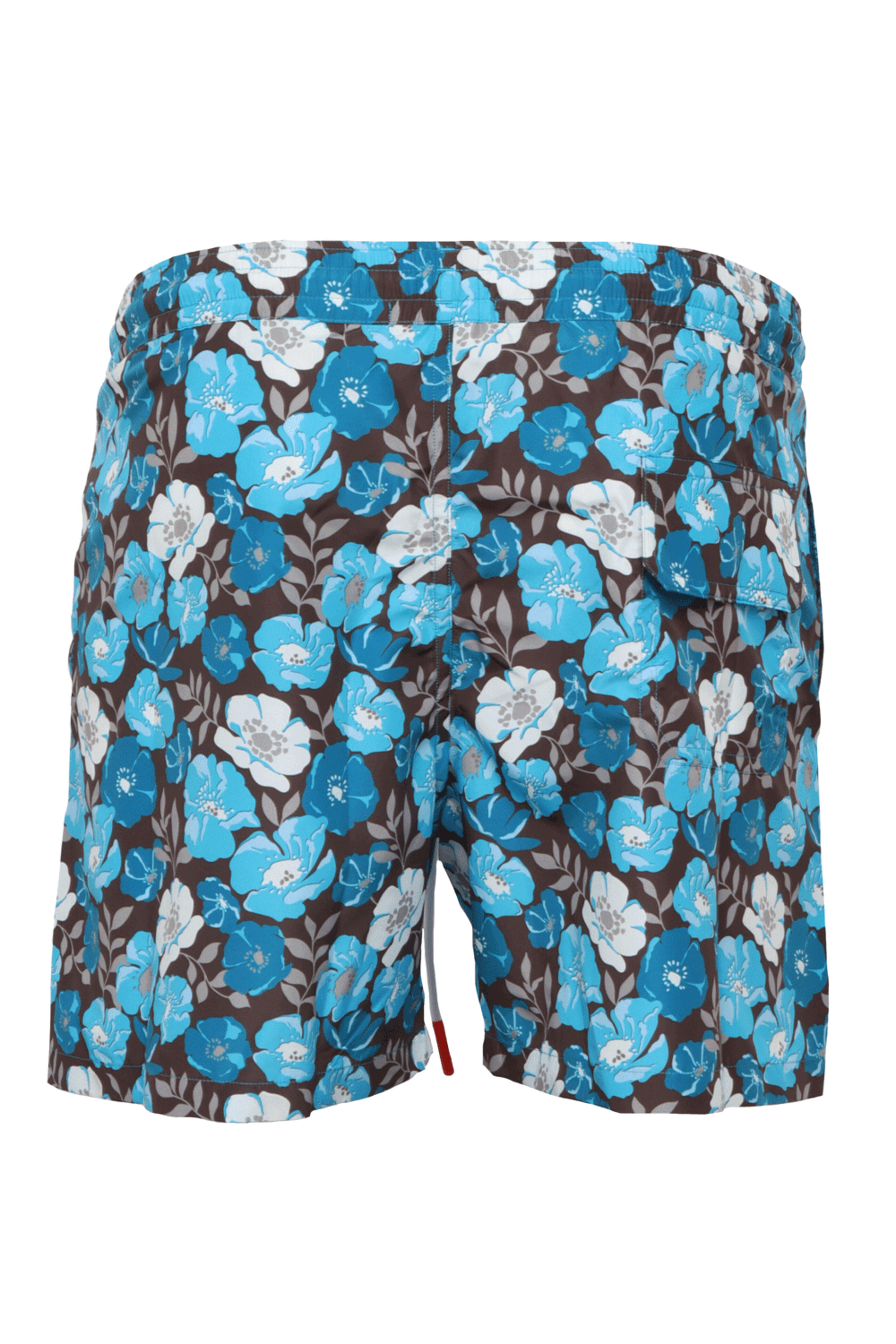 Isaia - Aqua & Brown Floral Fantasia Swim Trunks