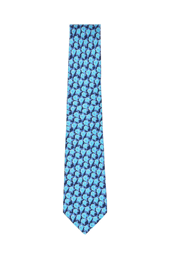 Kiton - Blue Floral Silk Necktie 