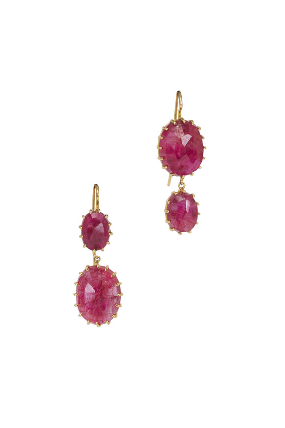 Renee Lewis 18k Yellow Gold Natural Ruby Earrings