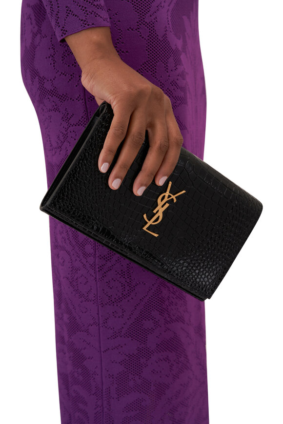 Saint Laurent - Cassandre Crema Embossed Leather Card Holder
