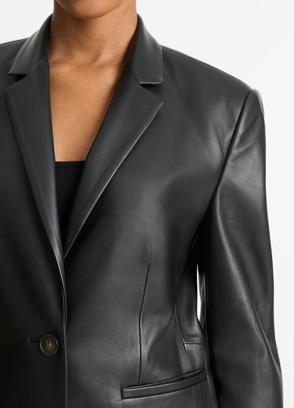 Vince - Black Leather Shrunken Blazer