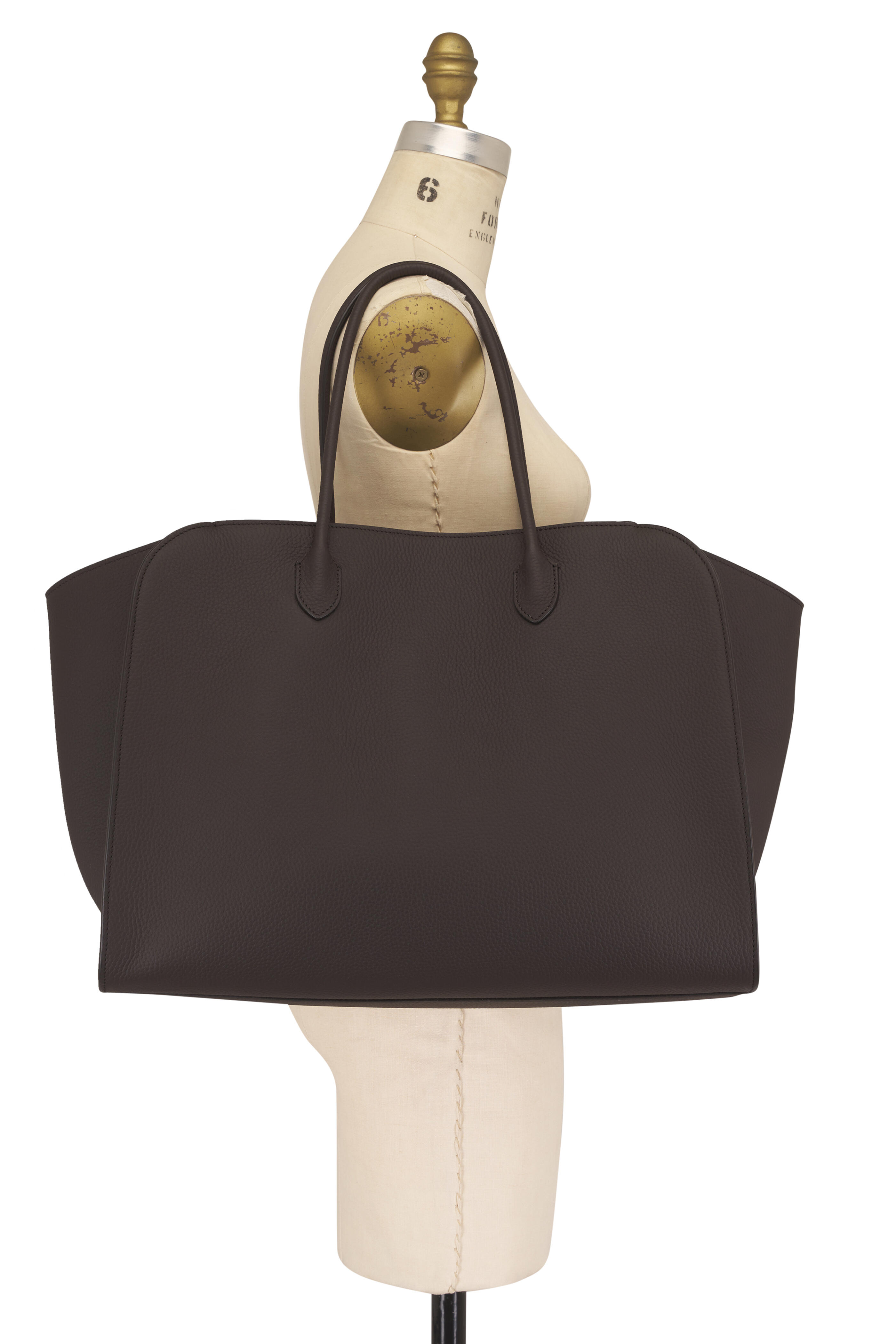The Row - Marlow Walnut Shadow Matte Grained Leather Tote - view 5
