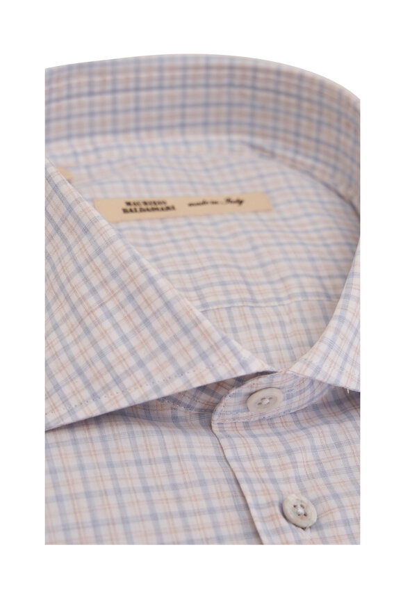 Maurizio Baldassari - Light Blue & Tan Plaid Cotton Sport Shirt 