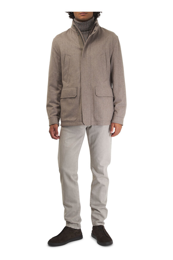 Zegna - Oasi Tan Cashmere Elements Car Coat