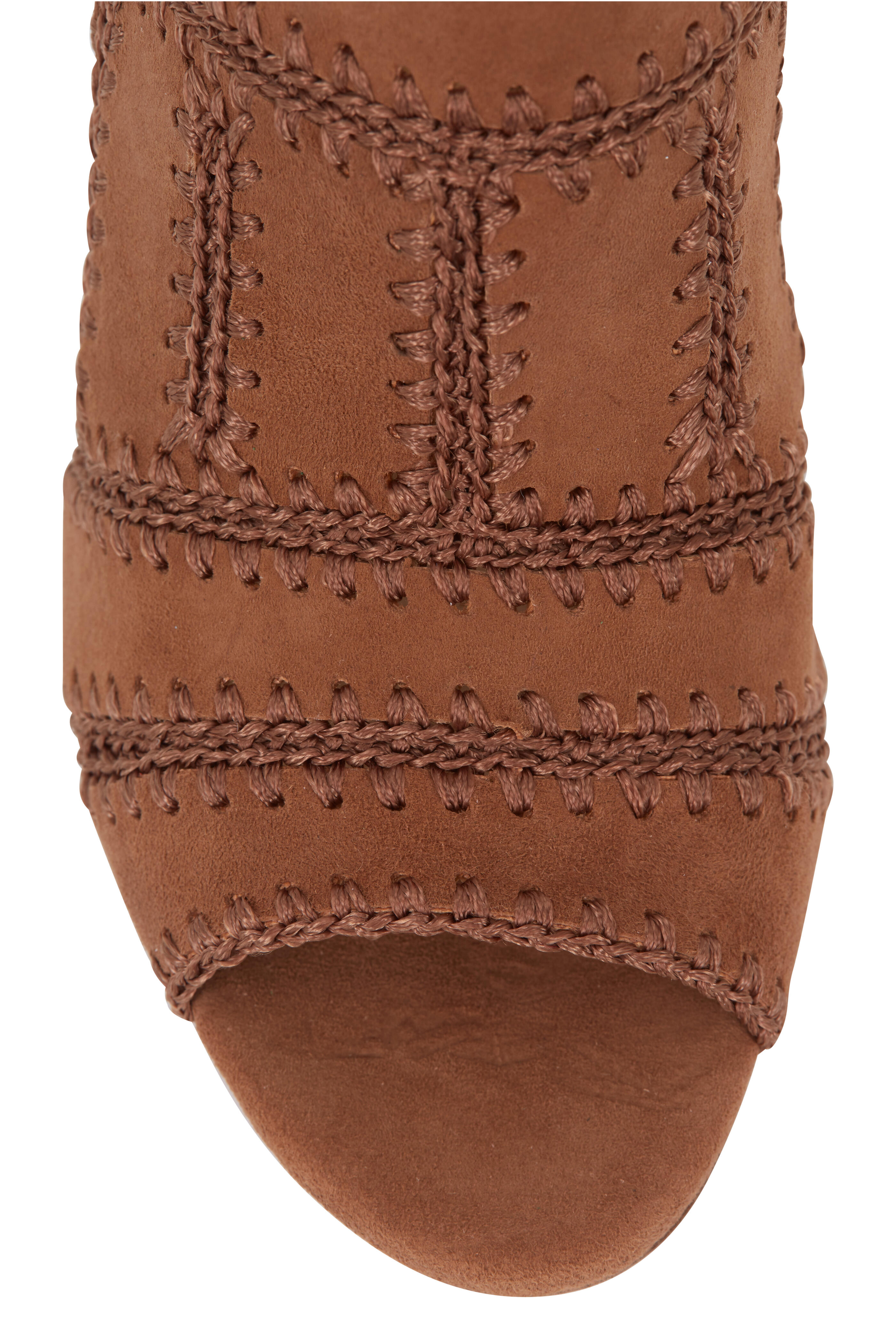 Alexandre Birman - Astrid Light Beige Suede Crochet Mule, 90mm