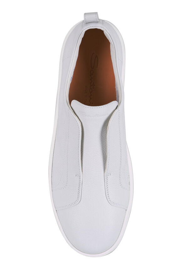 Santoni Victory White Leather Mid Top Slip On Sneaker - view 3