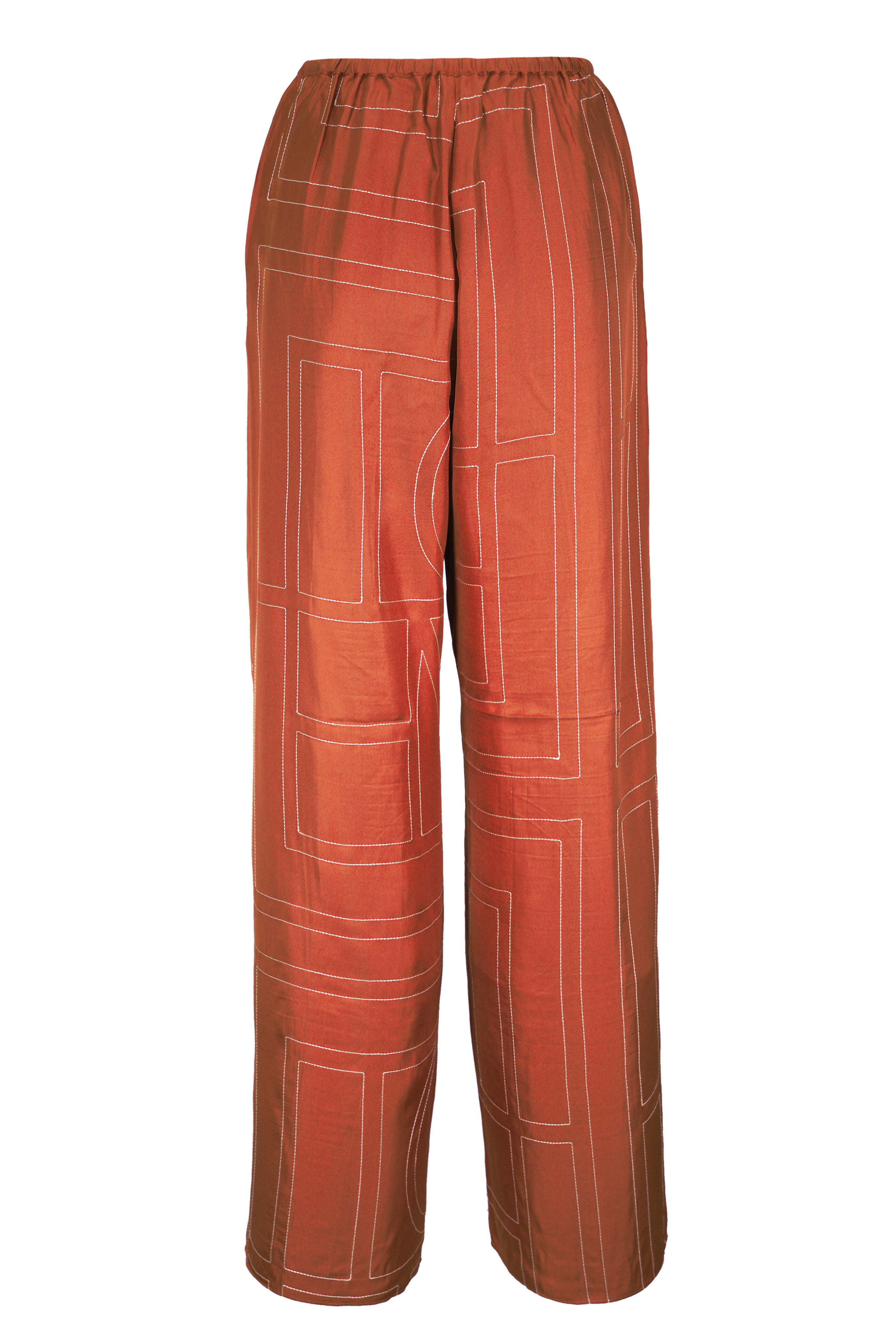 Totême - Terracotta Monogram Silk Pj Pant