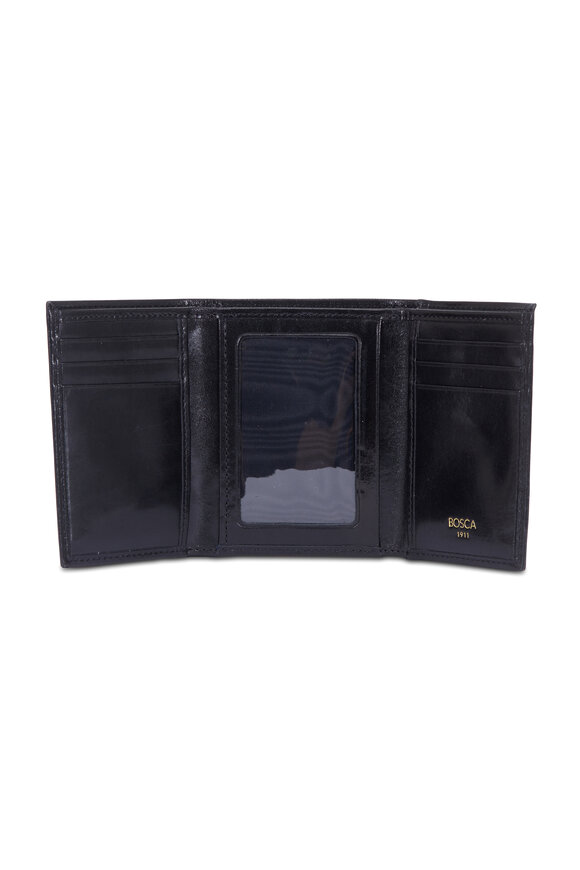 Bosca - Black Leather Double Tri-Fold Wallet