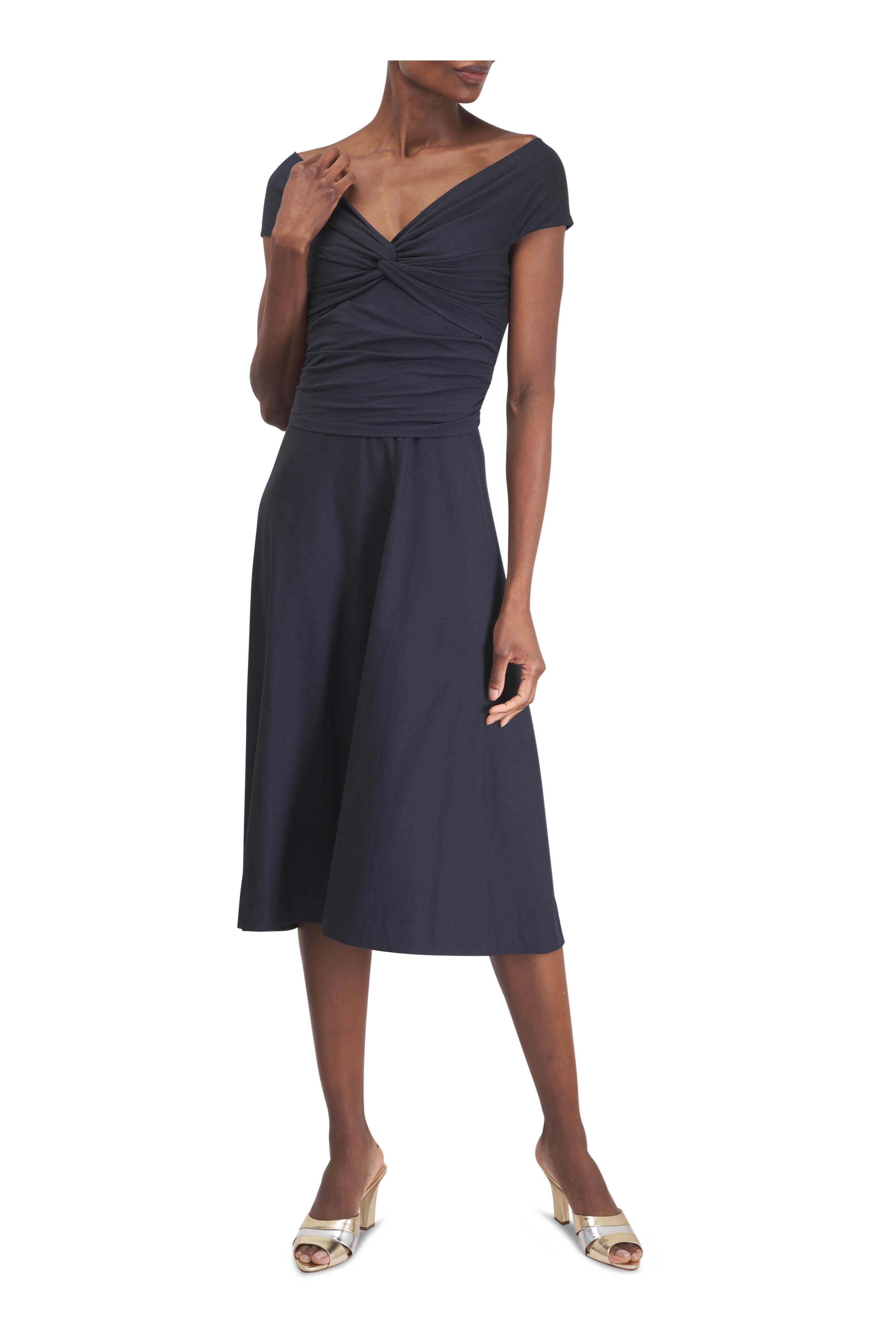 Dorothee Schumacher - Soft Drape Dark Navy Midi Dress