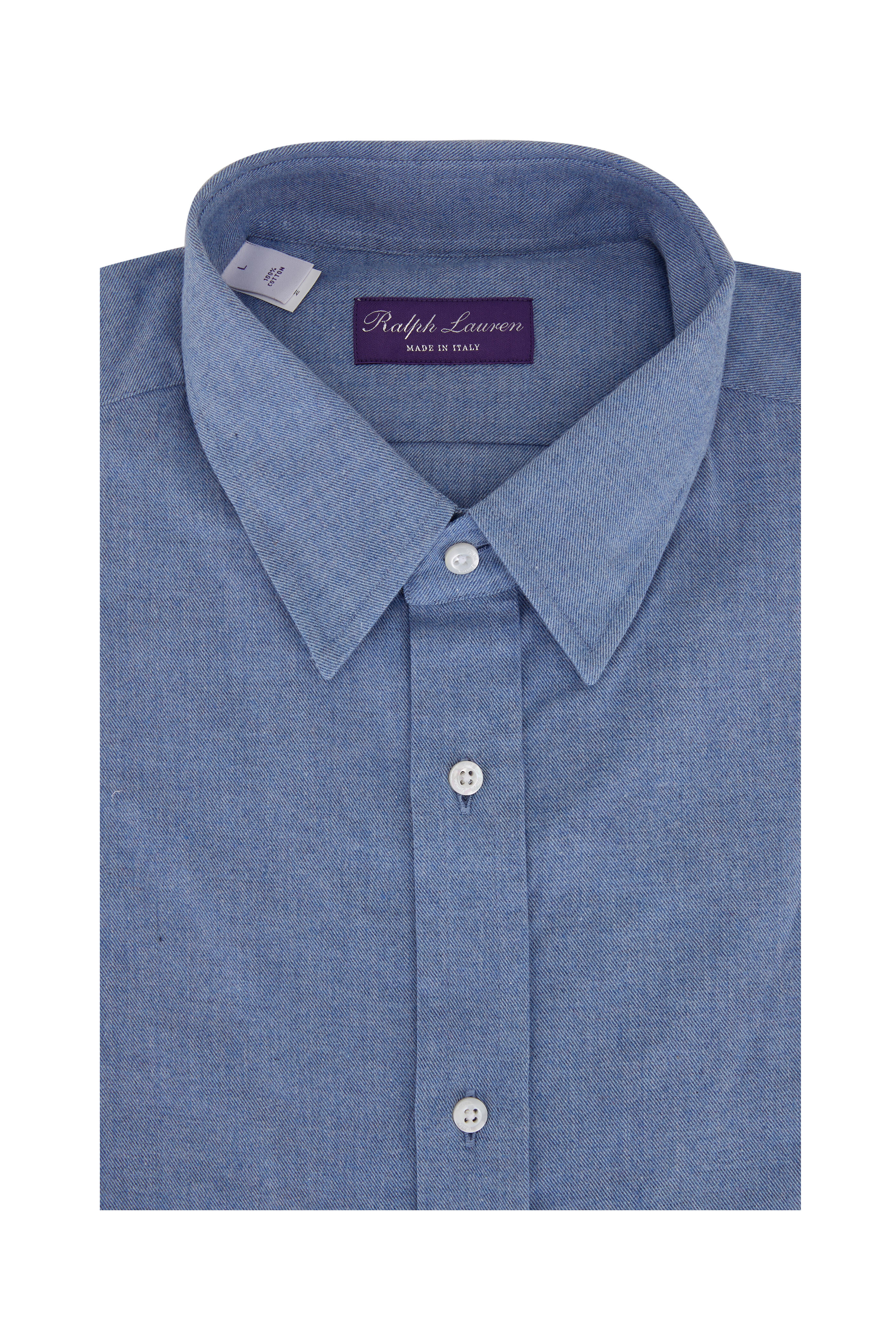 Ralph Lauren Purple Label - Blue Melange Twill Sport Shirt