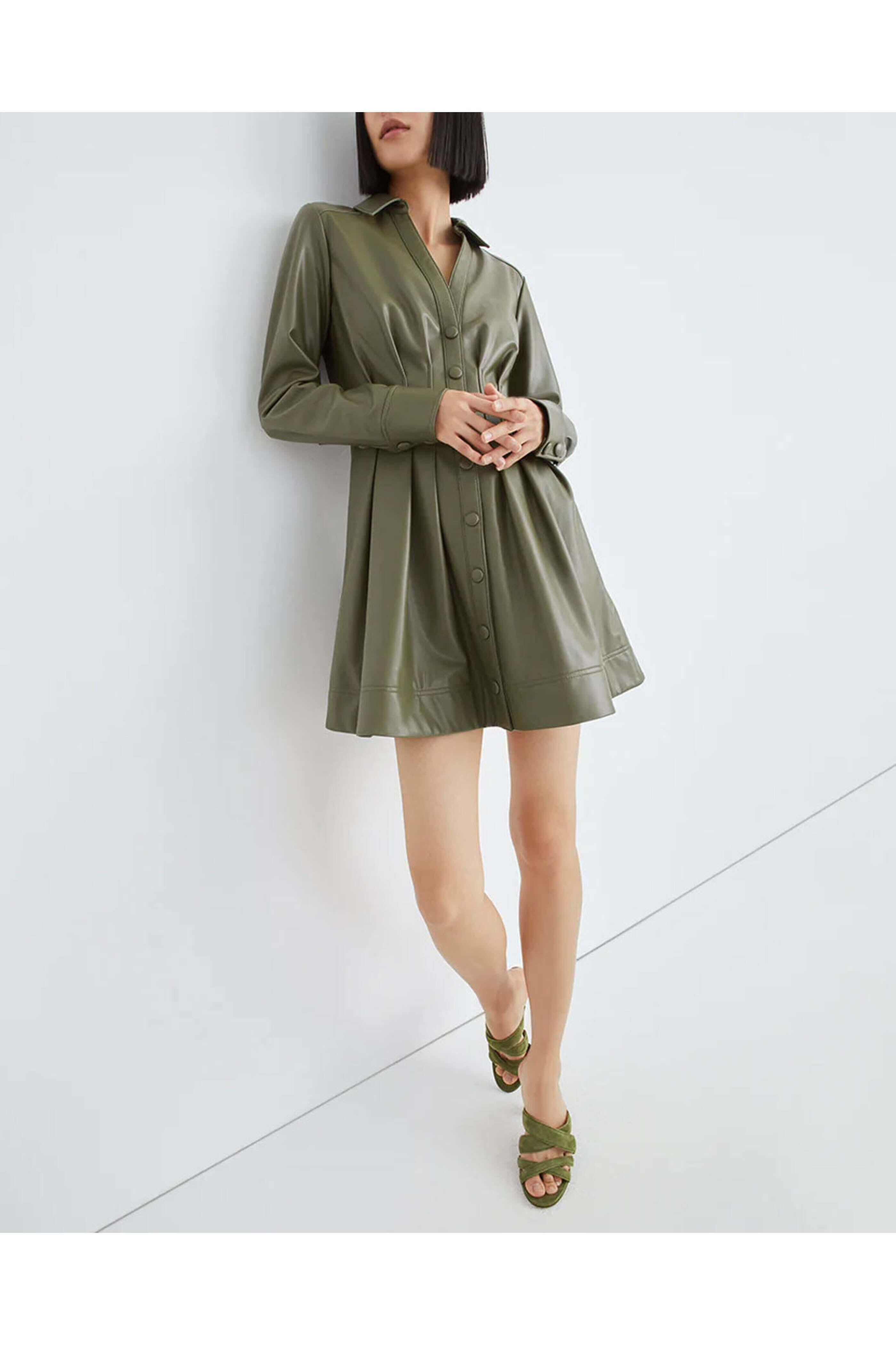 Veronica Beard - Stone Army Vegan Leather Ameeta Mini Dress